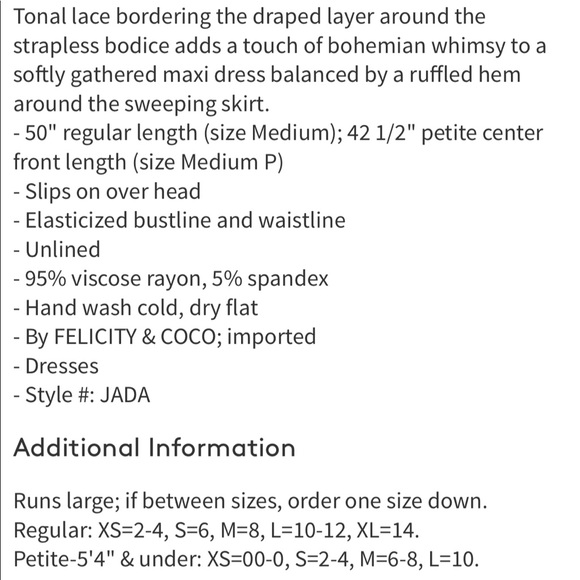 New w/tags Felicity & Coco ruffled strapless dress - Picture 6 of 6